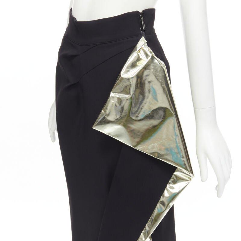 MATICEVSKI Alkali gold foil pleated 3D drape high waisted midi skirt AUS10 S For Sale 2