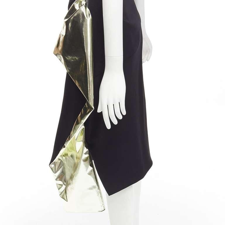 MATICEVSKI Alkali gold foil pleated 3D drape high waisted midi skirt AUS10 S For Sale 2