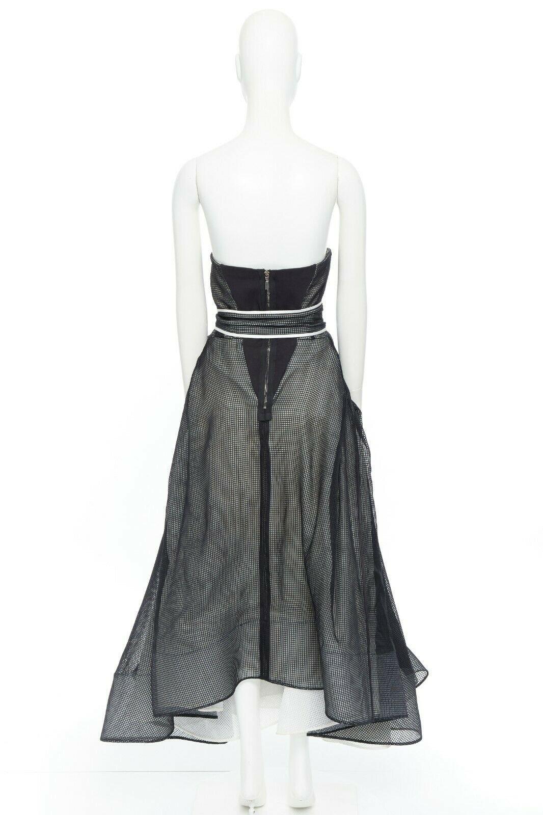 MATICEVSKI black net organza demi-couture a-line evening ballgown drape ruche L In Fair Condition In Hong Kong, NT