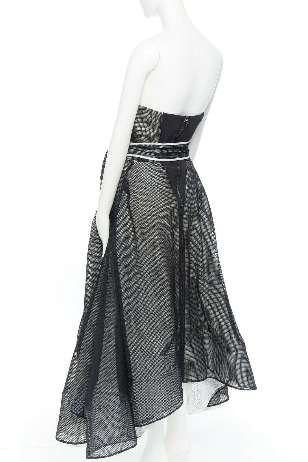 MATICEVSKI black net organza demi-couture a-line evening ballgown drape ruche L 1