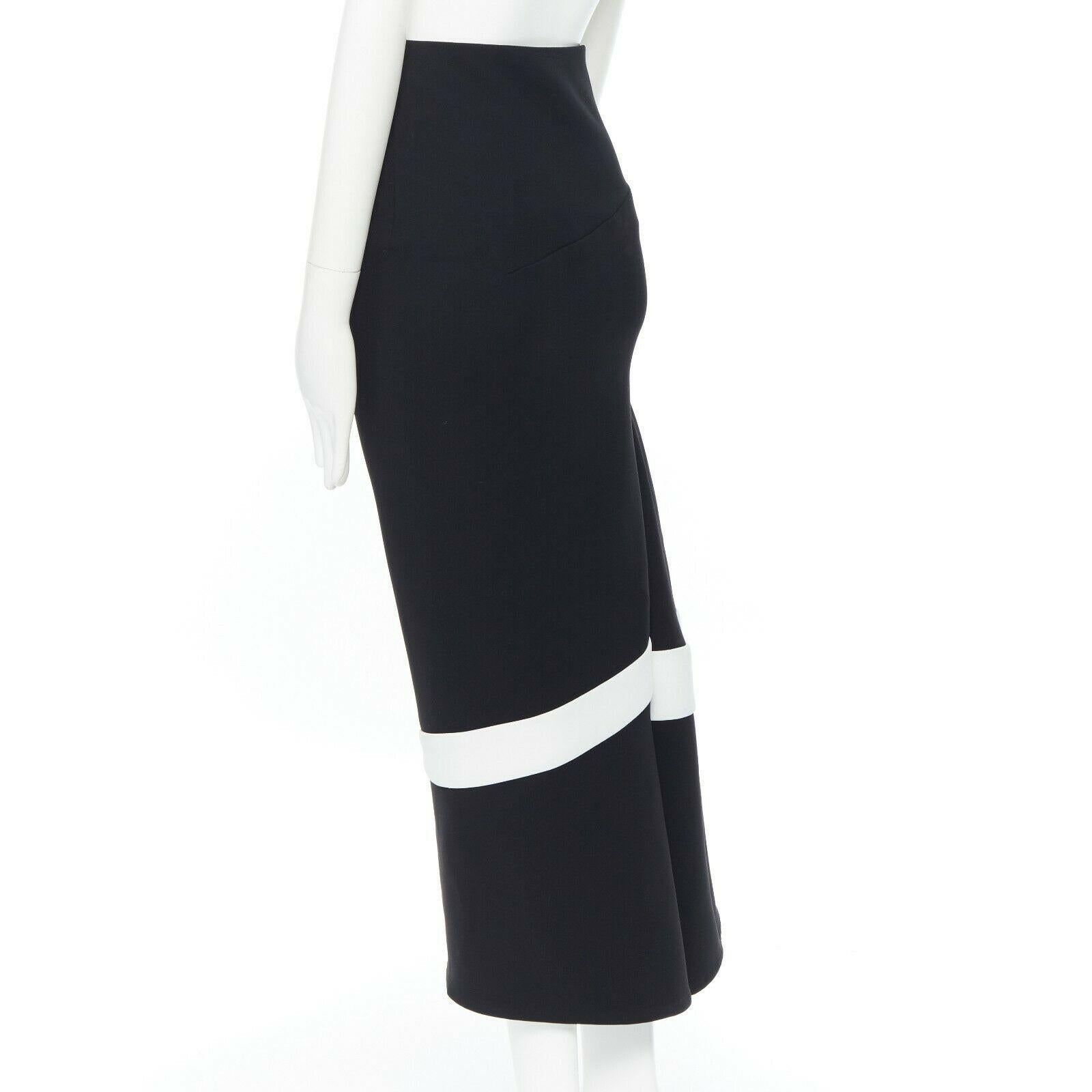 Women's MATICEVSKI black white asymmetric architectural trumpet midi skirt train AU6