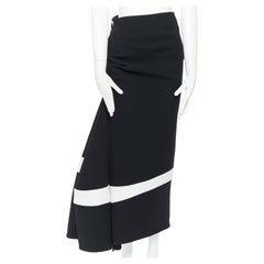 MATICEVSKI black white asymmetric architectural trumpet midi skirt train AU6