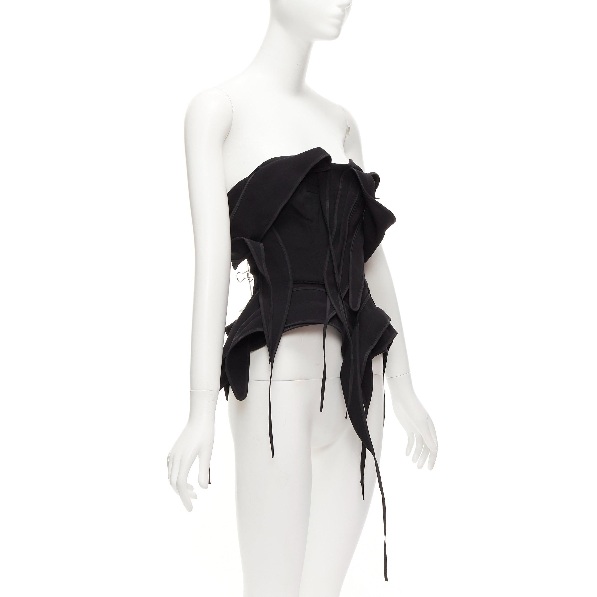 MATICEVSKI Indulge Bodice 2020 black slash satin trimmed detail top AUS8 S In New Condition In Hong Kong, NT