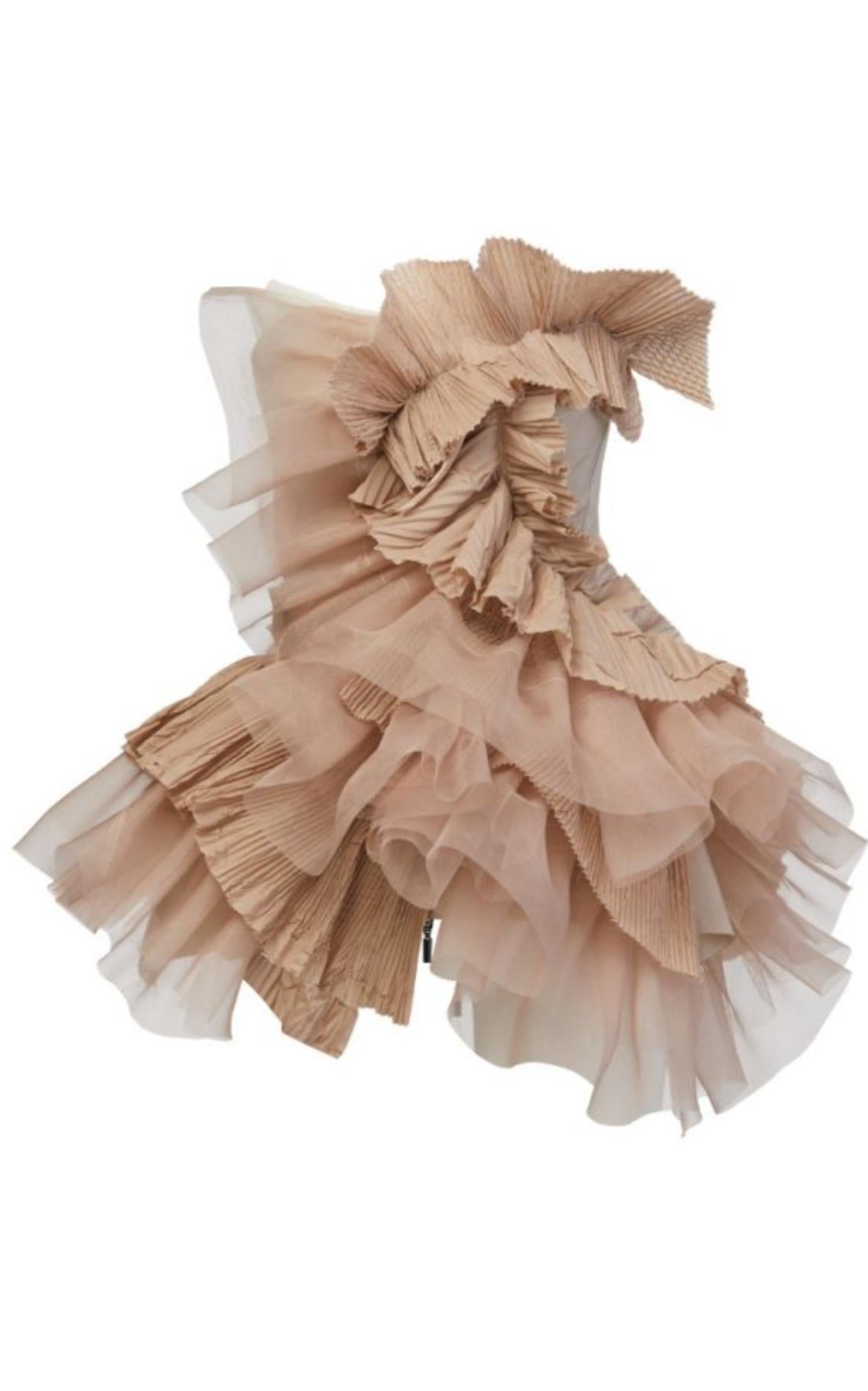 Brown Maticevski Petal Ruffled Bustier Top size AU 6 / US 2 For Sale