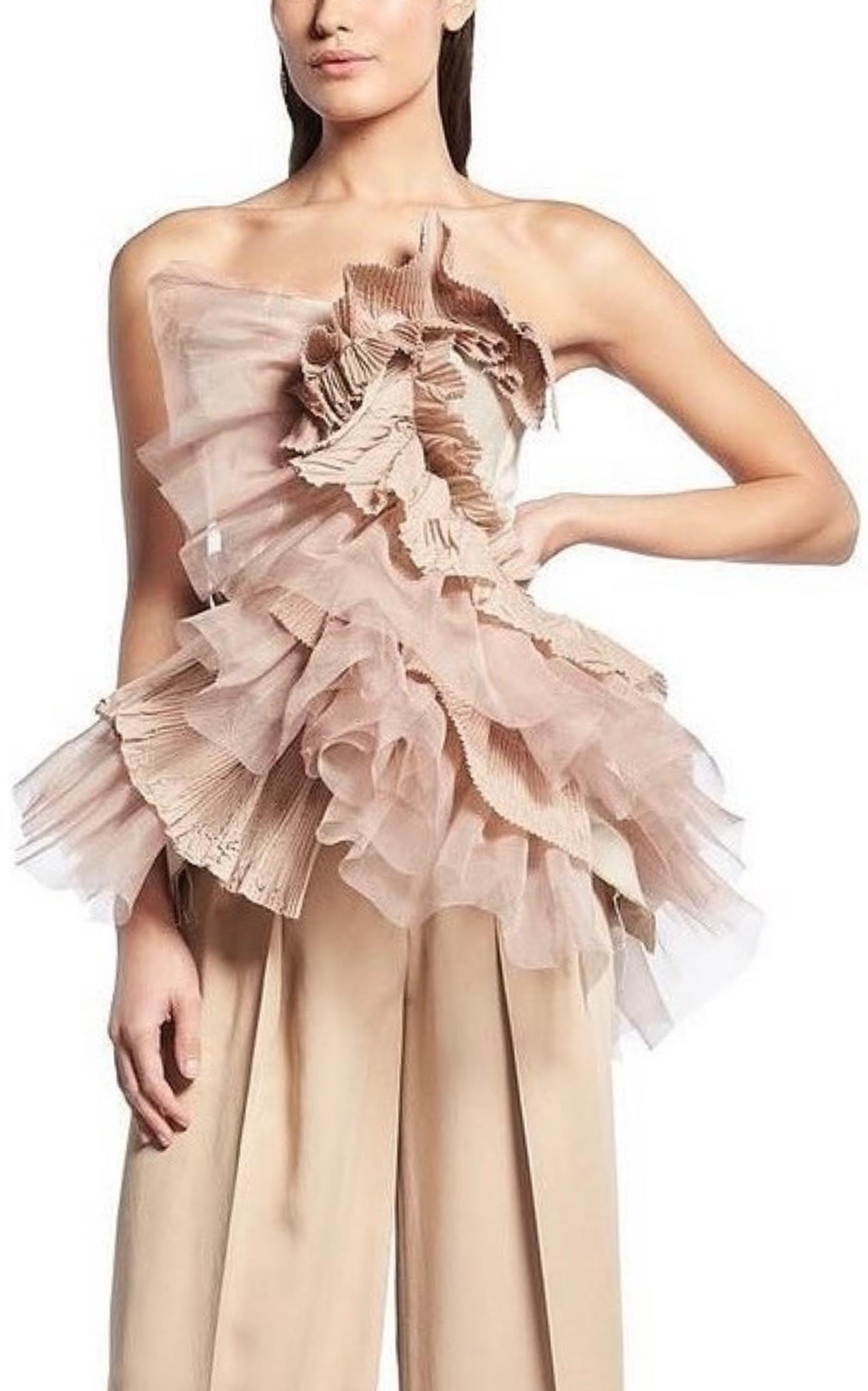 Maticevski Petal Ruffled Bustier Top size AU 6 / US 2 In New Condition For Sale In Brossard, QC