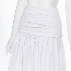 MATICEVSKI maxi abito svasato bianco increspato in vita e plissettato XS