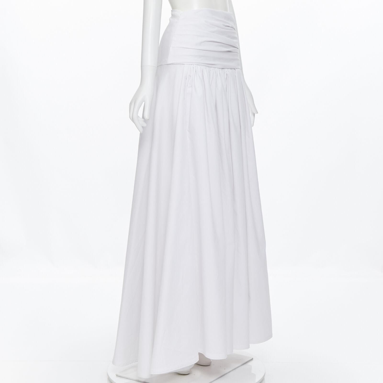 Gray MATICEVSKI white ruched waist band pleated flared maxi dress XS For Sale