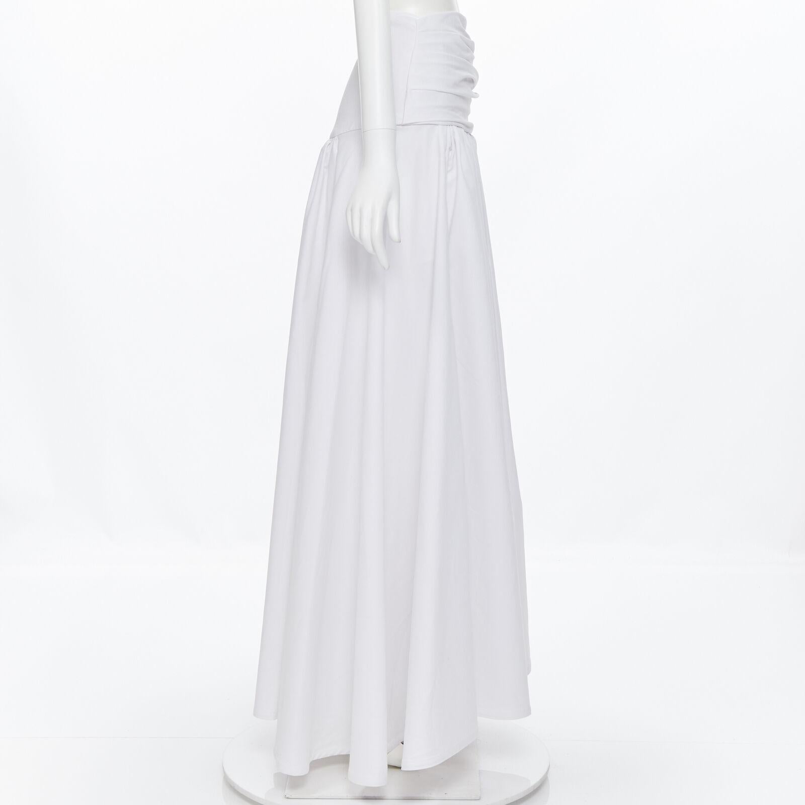 MATICEVSKI white ruched waist band pleated flared maxi dress XS In Excellent Condition For Sale In Hong Kong, NT
