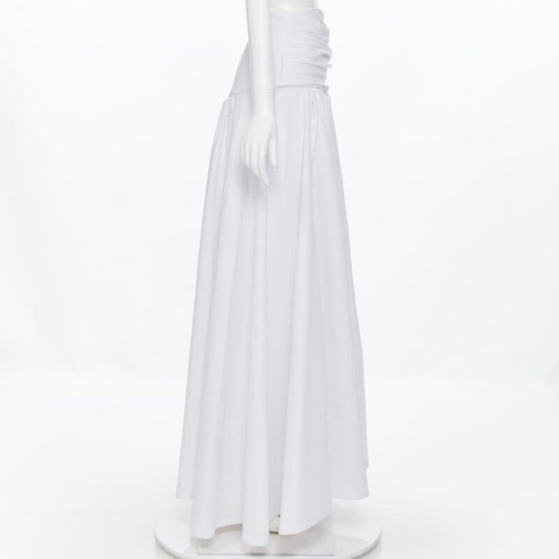 MATICEVSKI white ruched waist band pleated flared maxi dress XS In Excellent Condition For Sale In Hong Kong, NT