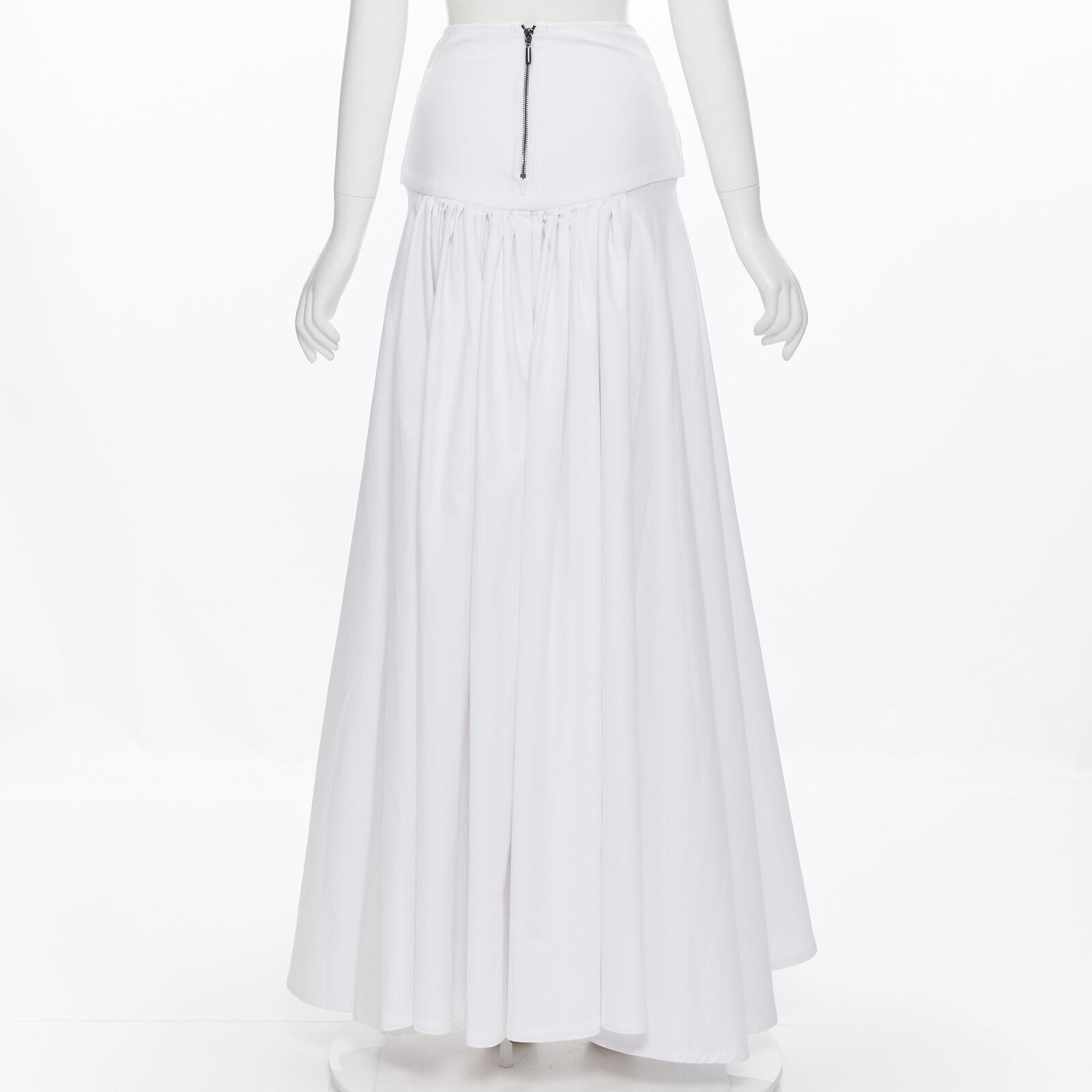 Women's MATICEVSKI white ruched waist band pleated flared maxi dress XS For Sale