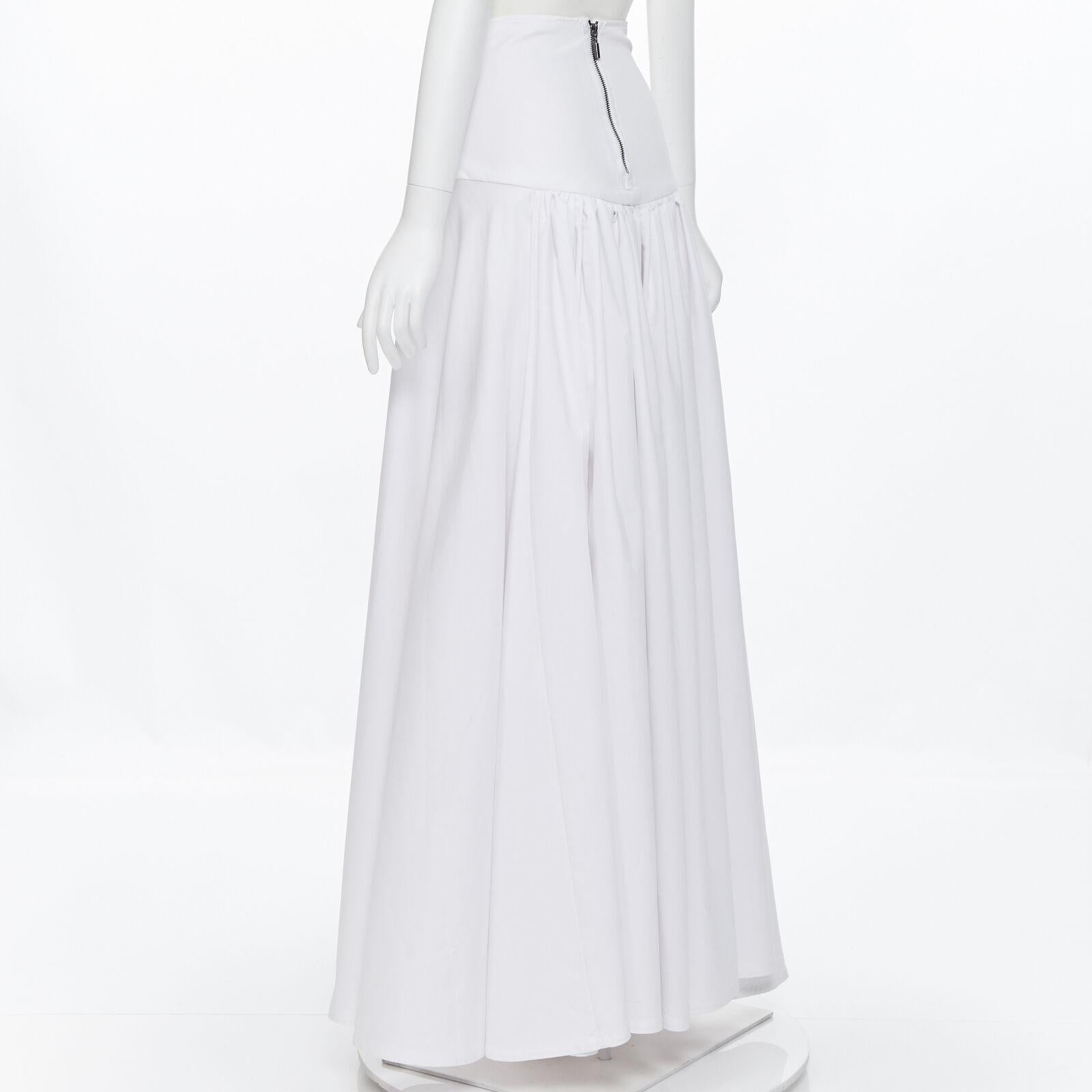 MATICEVSKI white ruched waist band pleated flared maxi dress XS For Sale 1