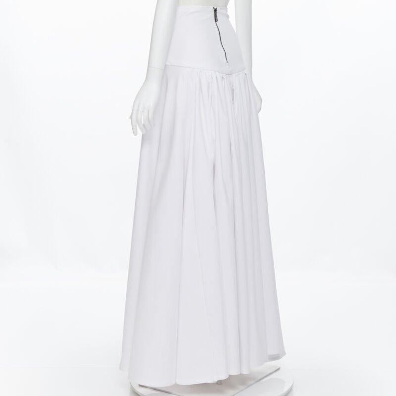 MATICEVSKI white ruched waist band pleated flared maxi dress XS For Sale 1