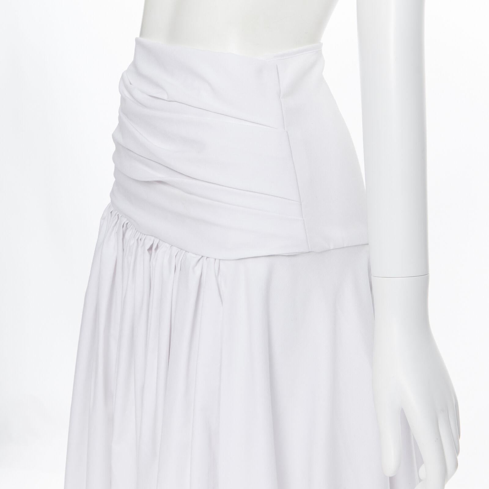 MATICEVSKI white ruched waist band pleated flared maxi dress XS For Sale 2