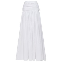 MATICEVSKI white ruched waist band pleated flared maxi dress XS