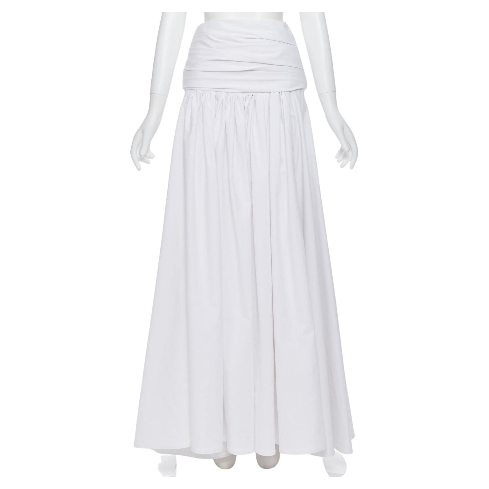 MATICEVSKI white ruched waist band pleated flared maxi dress XS For Sale