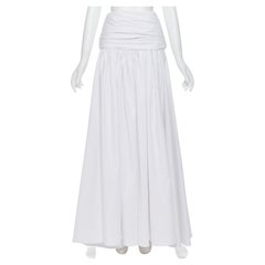 MATICEVSKI white ruched waist band pleated flared maxi dress XS