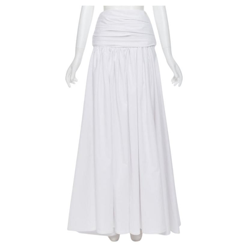 MATICEVSKI white ruched waist band pleated flared maxi dress XS For Sale