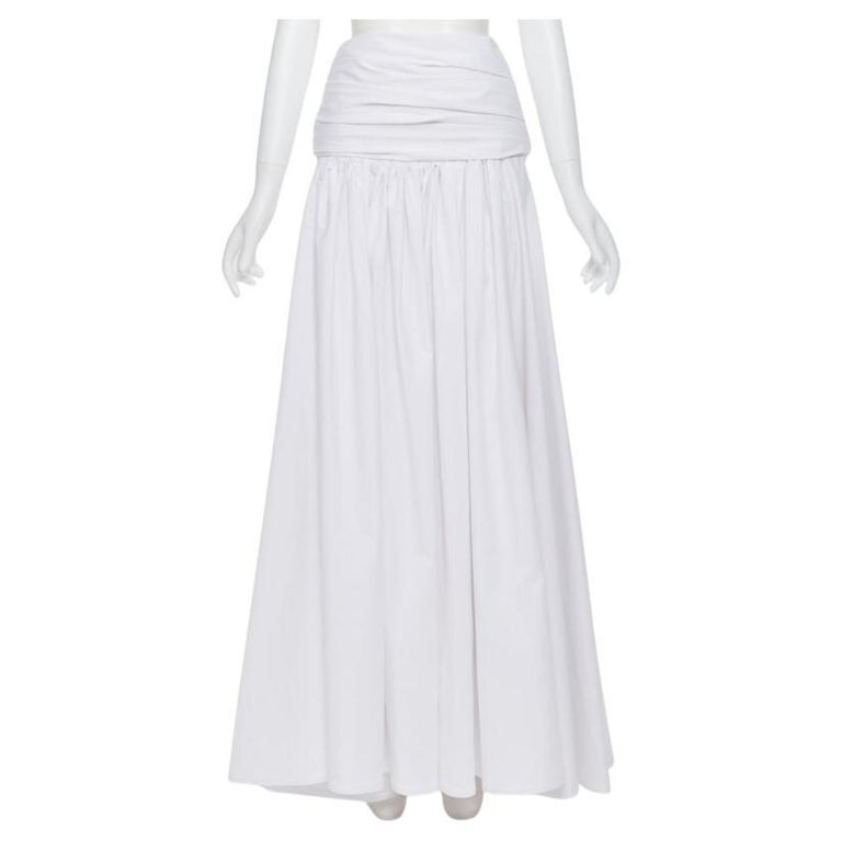 Maticevski White Ruched Waist Band Pleated Flared Maxi Dress Xs Maticevski White Ruched Waist Band Pleated Flared Maxi Dress Xs