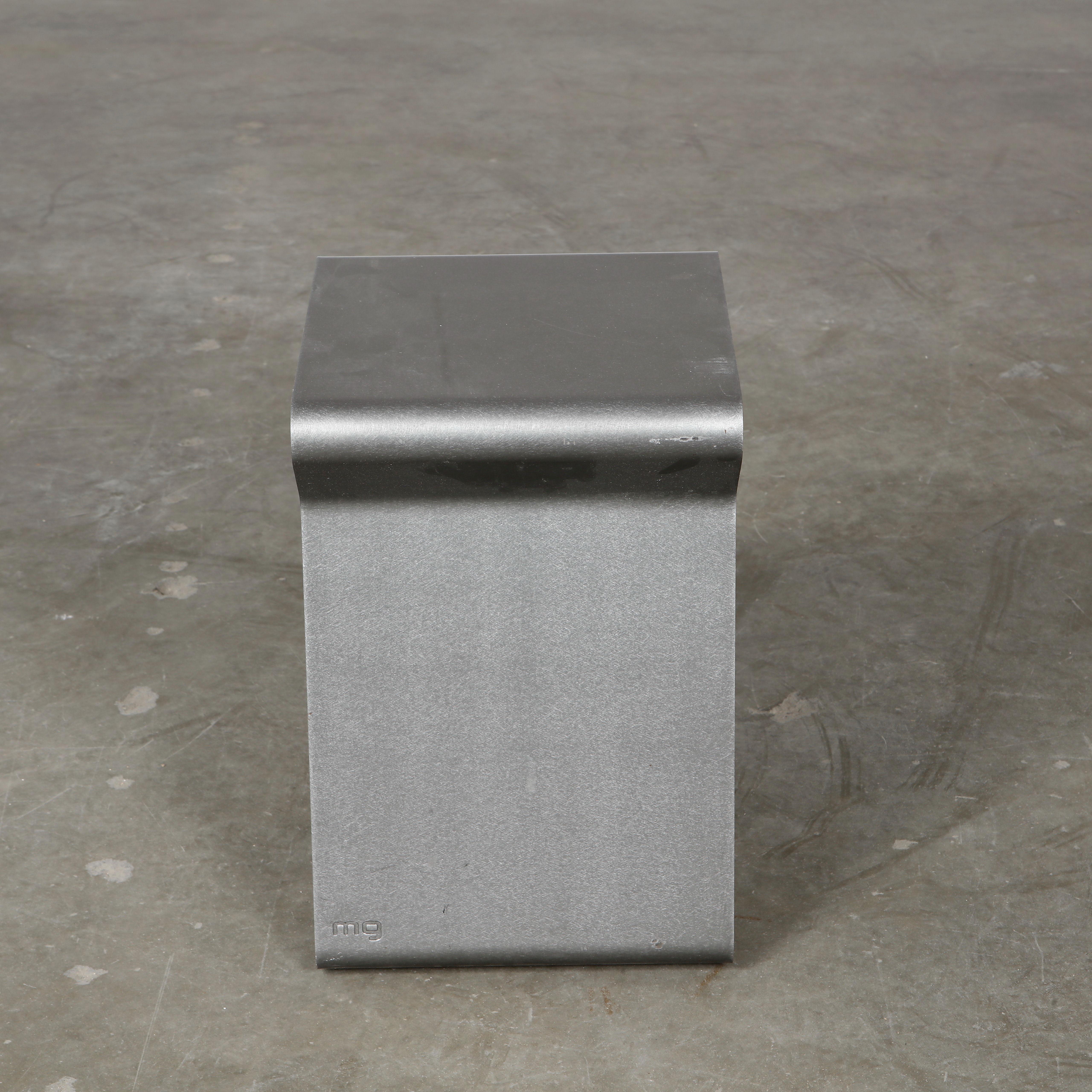 Late 20th Century Matiere Grise, Set Of Ten Fun Stools in Brushed Steel, 1990s For Sale