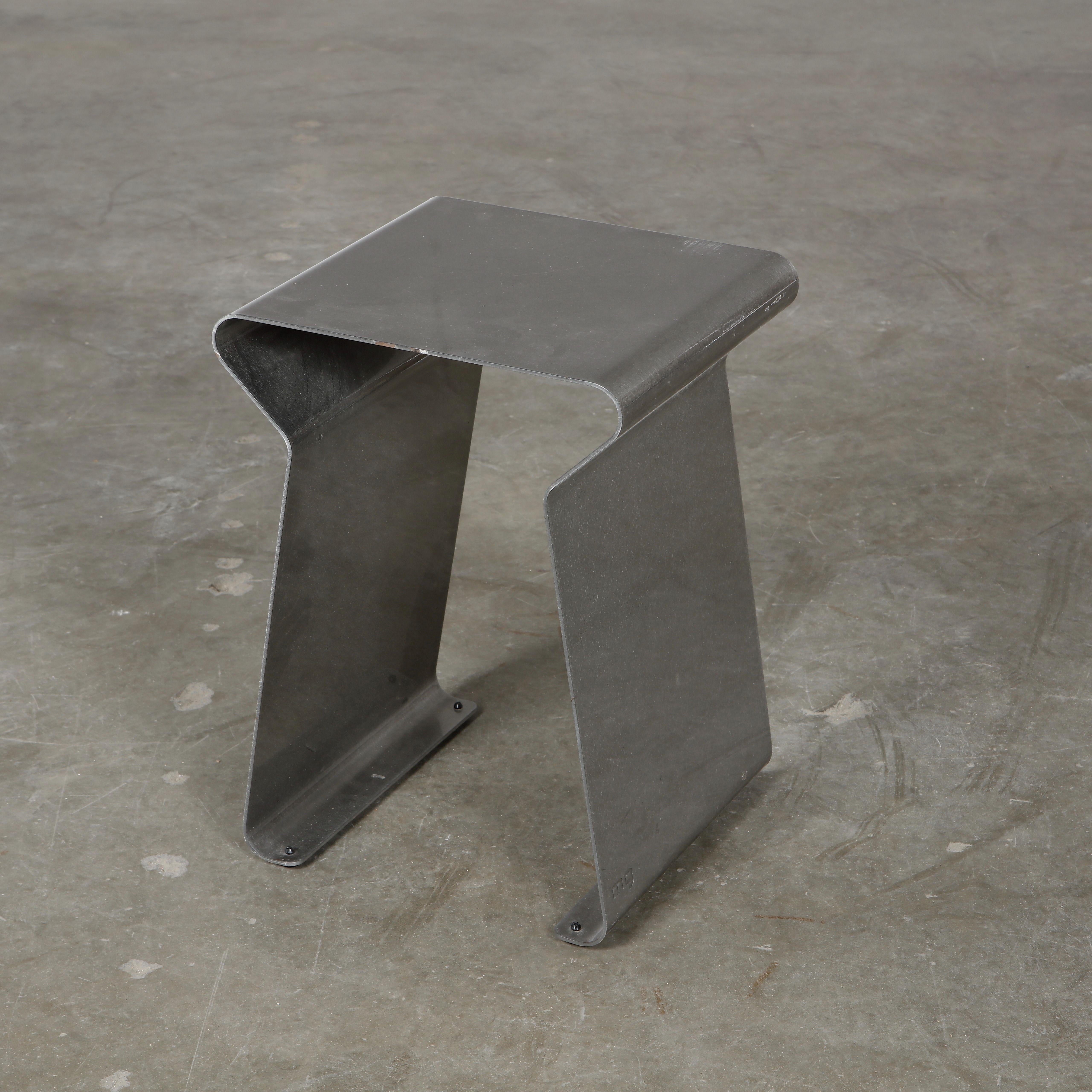 Stainless Steel Matiere Grise, Set Of Ten Fun Stools in Brushed Steel, 1990s For Sale