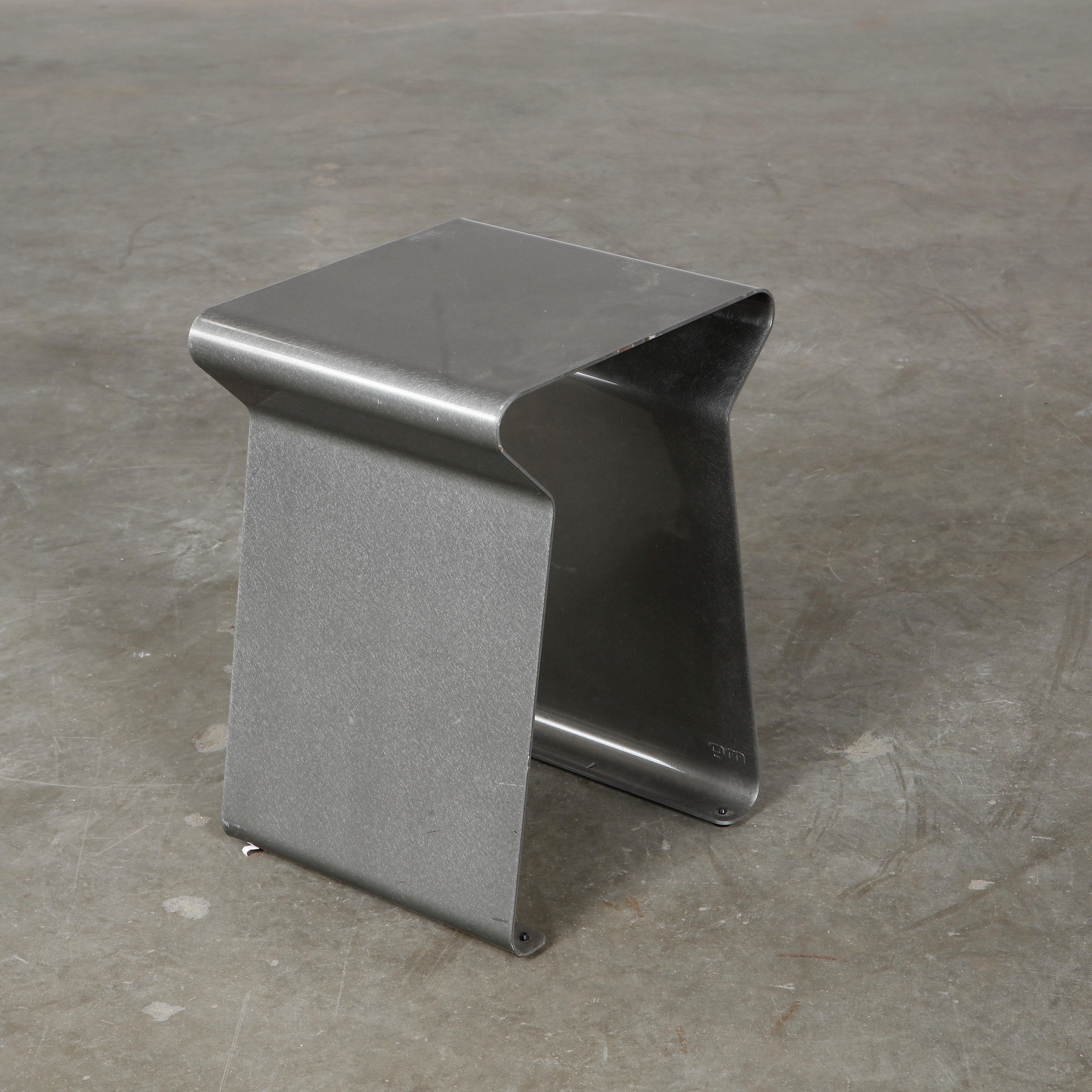 Matiere Grise, Set Of Ten Fun Stools in Brushed Steel, 1990s For Sale 2