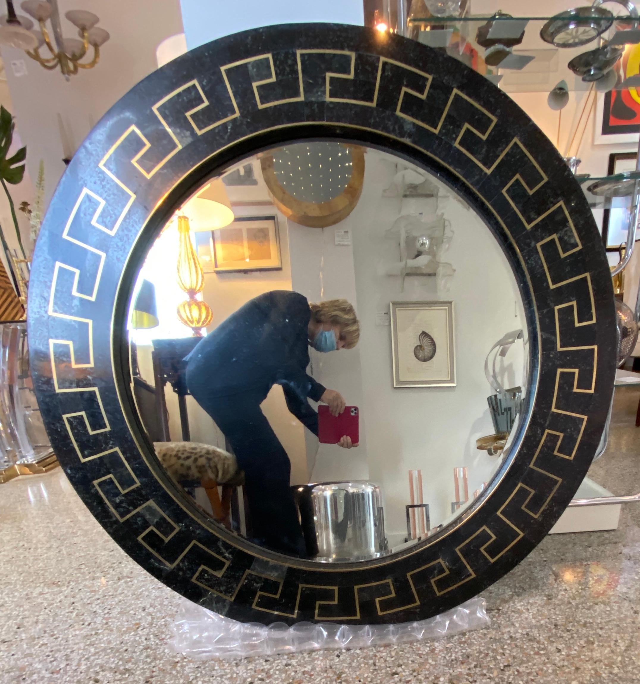 Art Deco Matiland Smith Greek Key Pattern Marble Mirror For Sale