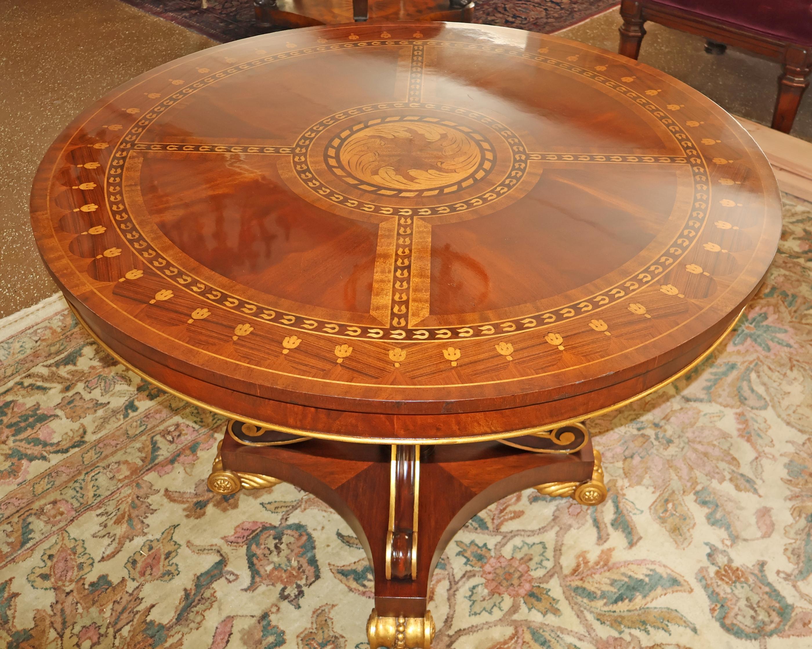Matiland Smith Mahogany And Rosewood Inlaid Marquetry Regency Style Center Table In Good Condition For Sale In Long Branch, NJ
