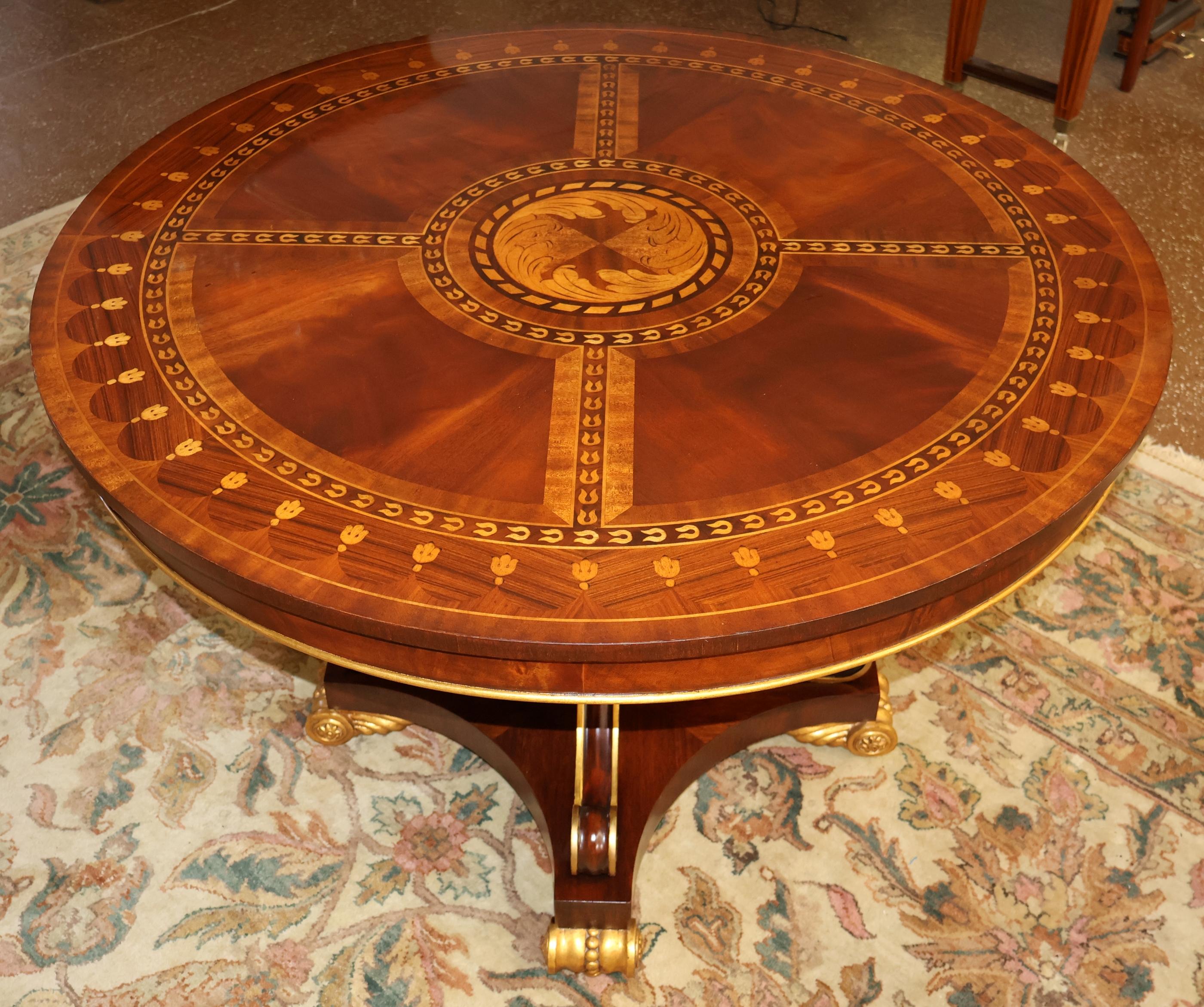 Contemporary Matiland Smith Mahogany And Rosewood Inlaid Marquetry Regency Style Center Table For Sale