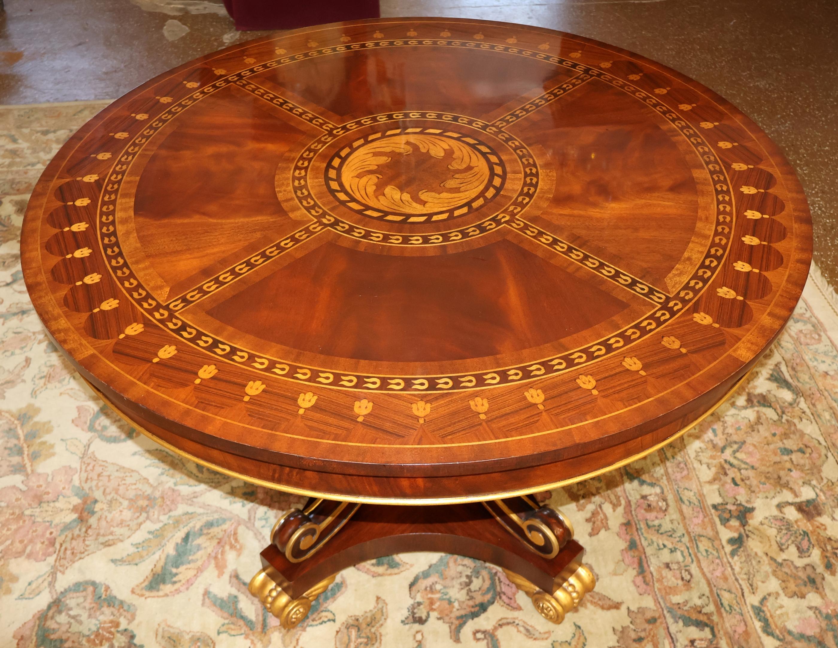 Matiland Smith Mahogany And Rosewood Inlaid Marquetry Regency Style Center Table For Sale 2
