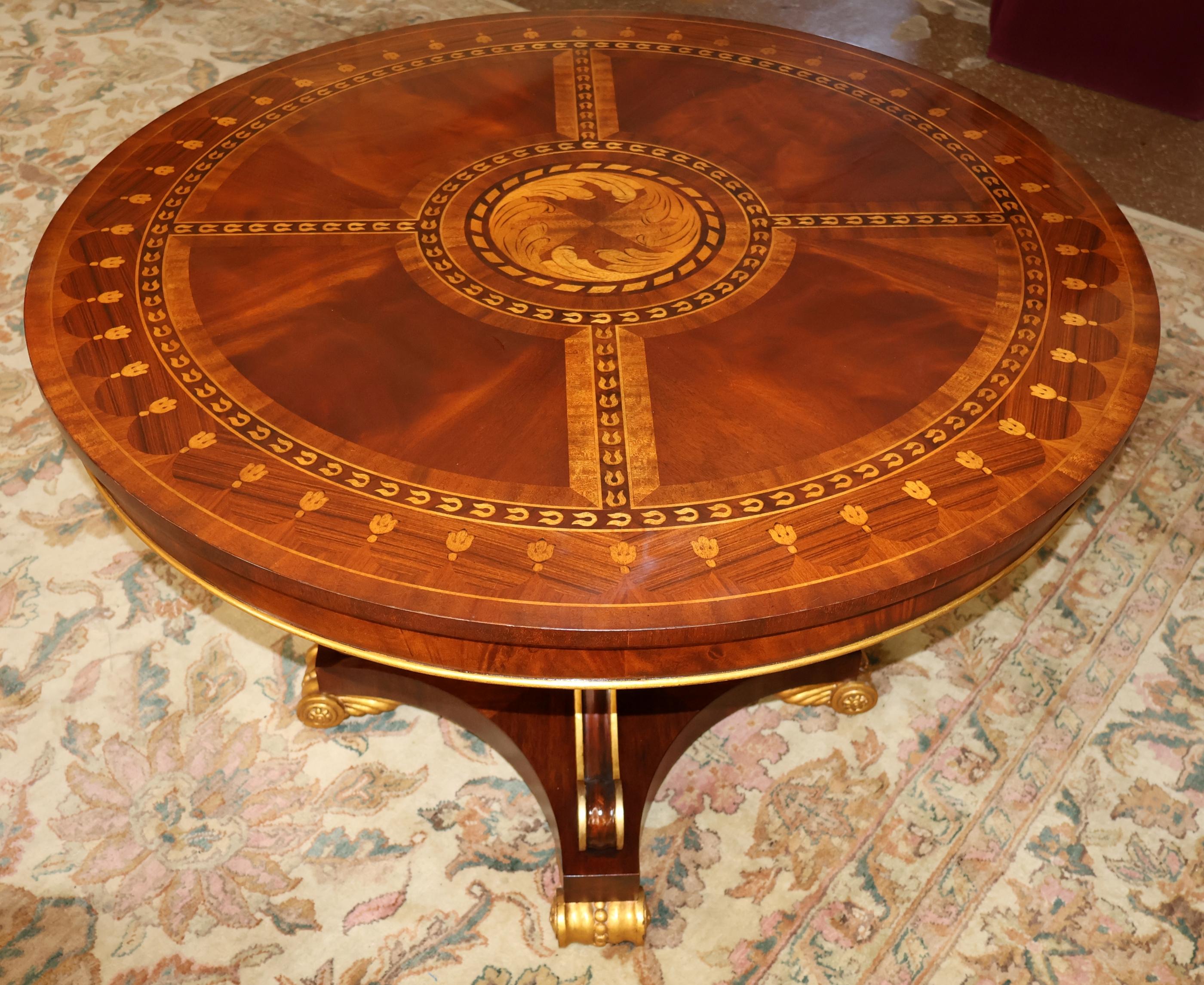 Matiland Smith Mahogany And Rosewood Inlaid Marquetry Regency Style Center Table For Sale 3