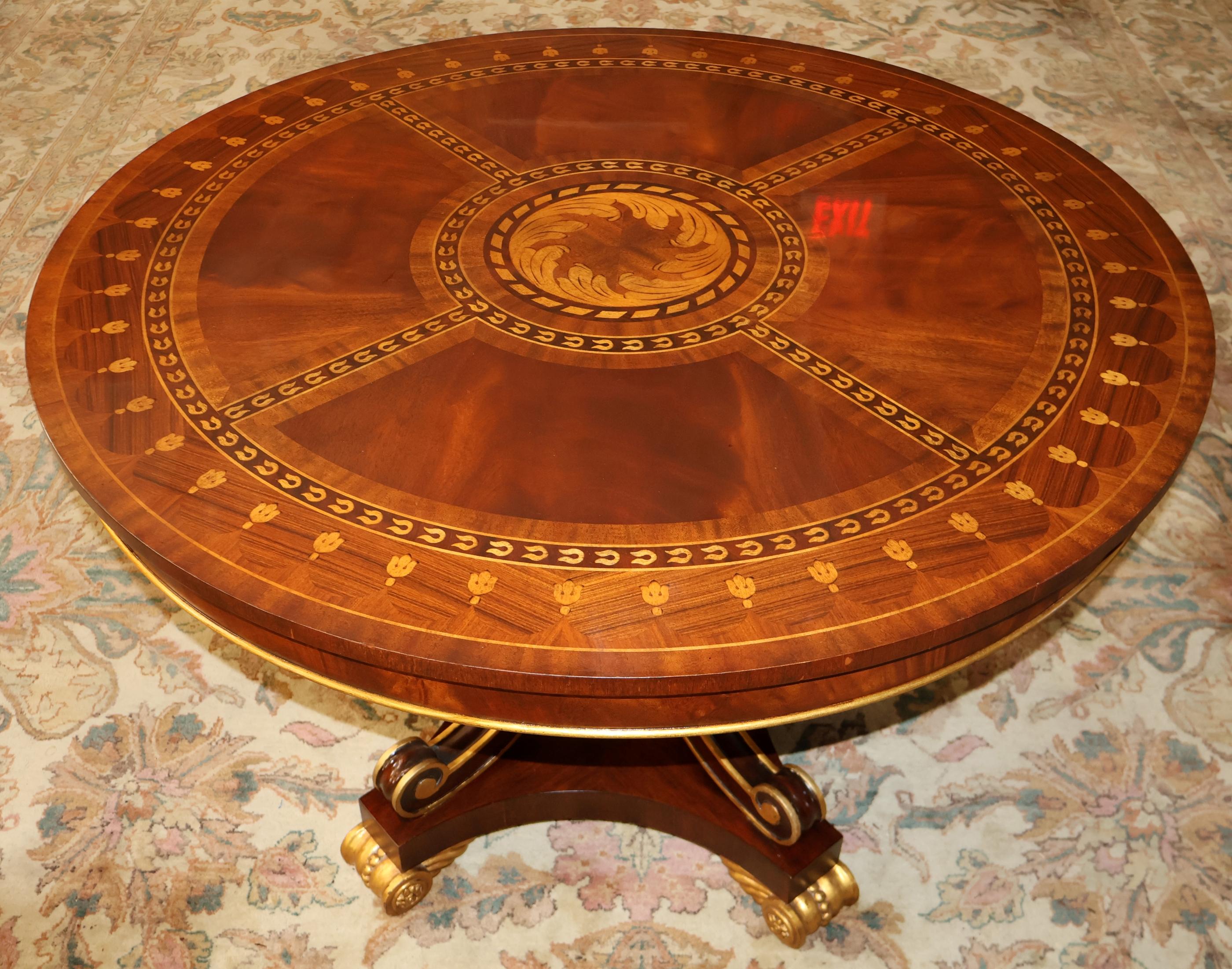 Matiland Smith Mahogany And Rosewood Inlaid Marquetry Regency Style Center Table For Sale 4