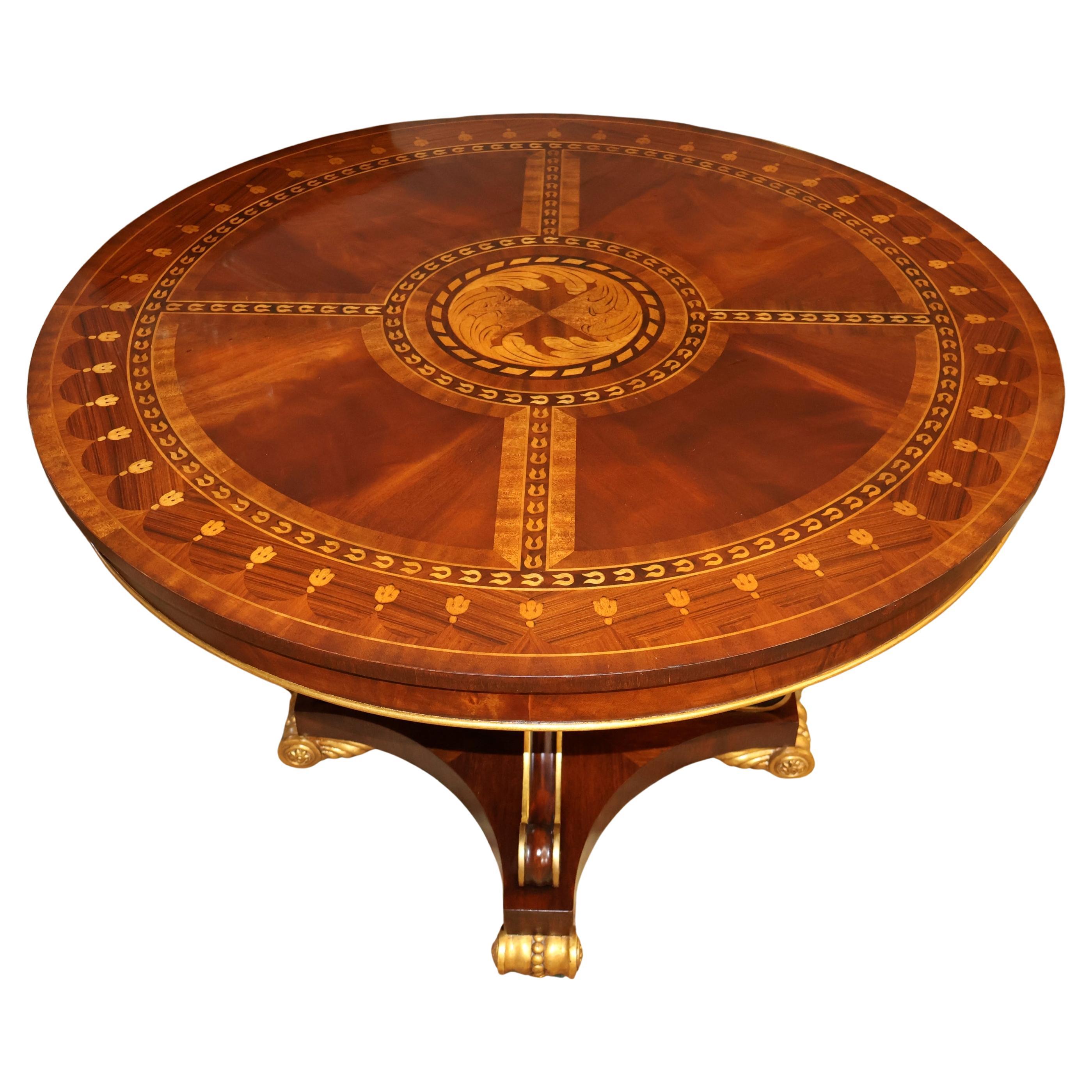 Matiland Smith Mahogany And Rosewood Inlaid Marquetry Regency Style Center Table For Sale