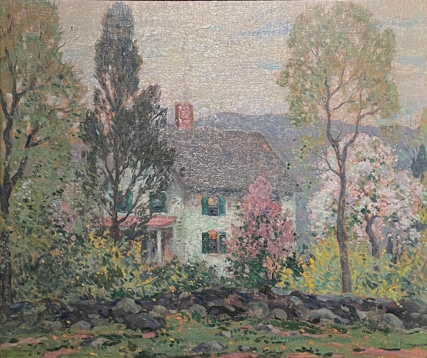 Matilda Browne Landscape Painting - "House in a Summer Landscape, " Lyme Connecticut Female Impressionist, Flowers
