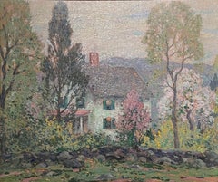 "House in a Summer Landscape," Lyme Connecticut Female Impressionist, Flowers