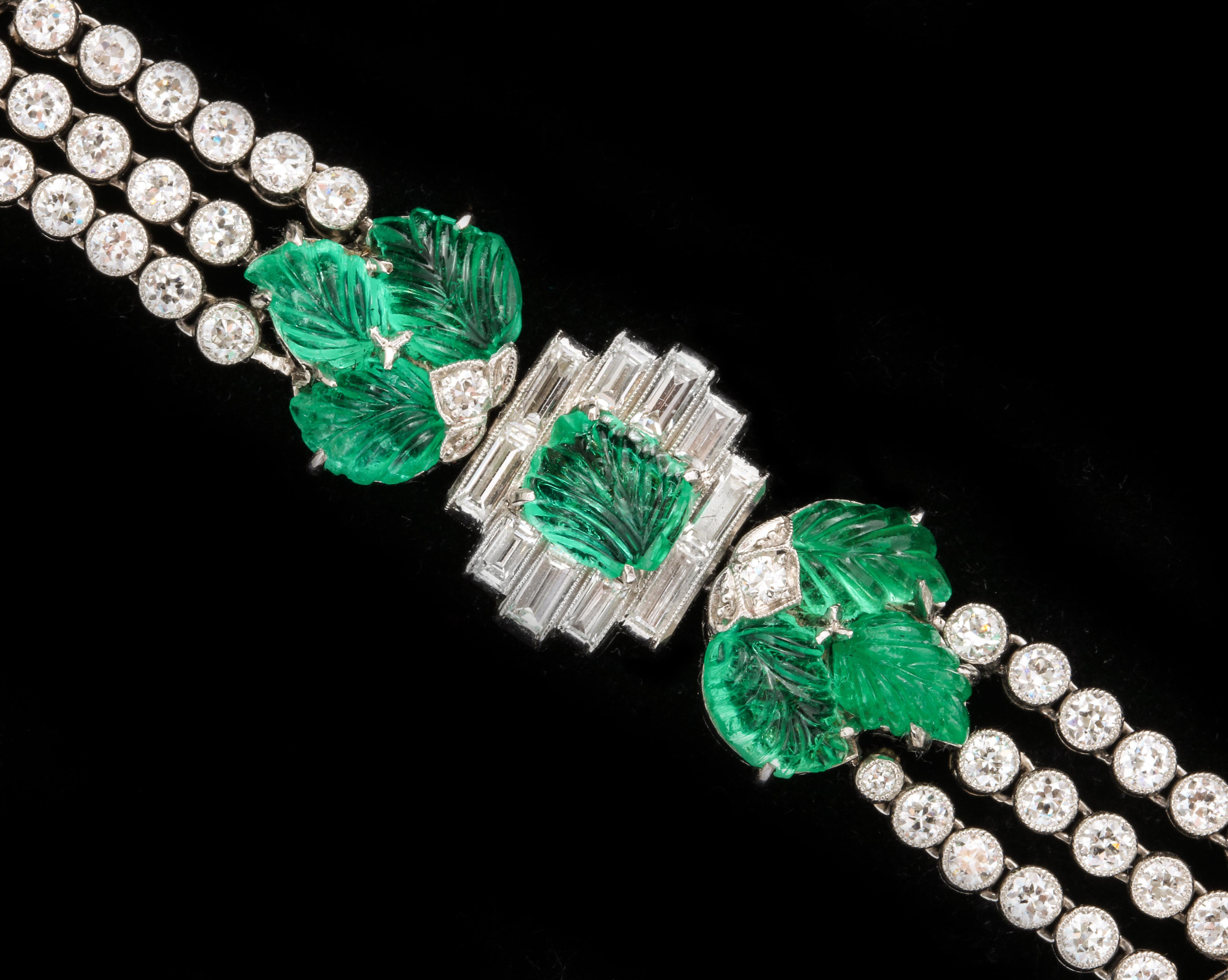 Matilda Dodge Wilson's Art Deco Carved emerald bracelet In Excellent Condition In New York, NY