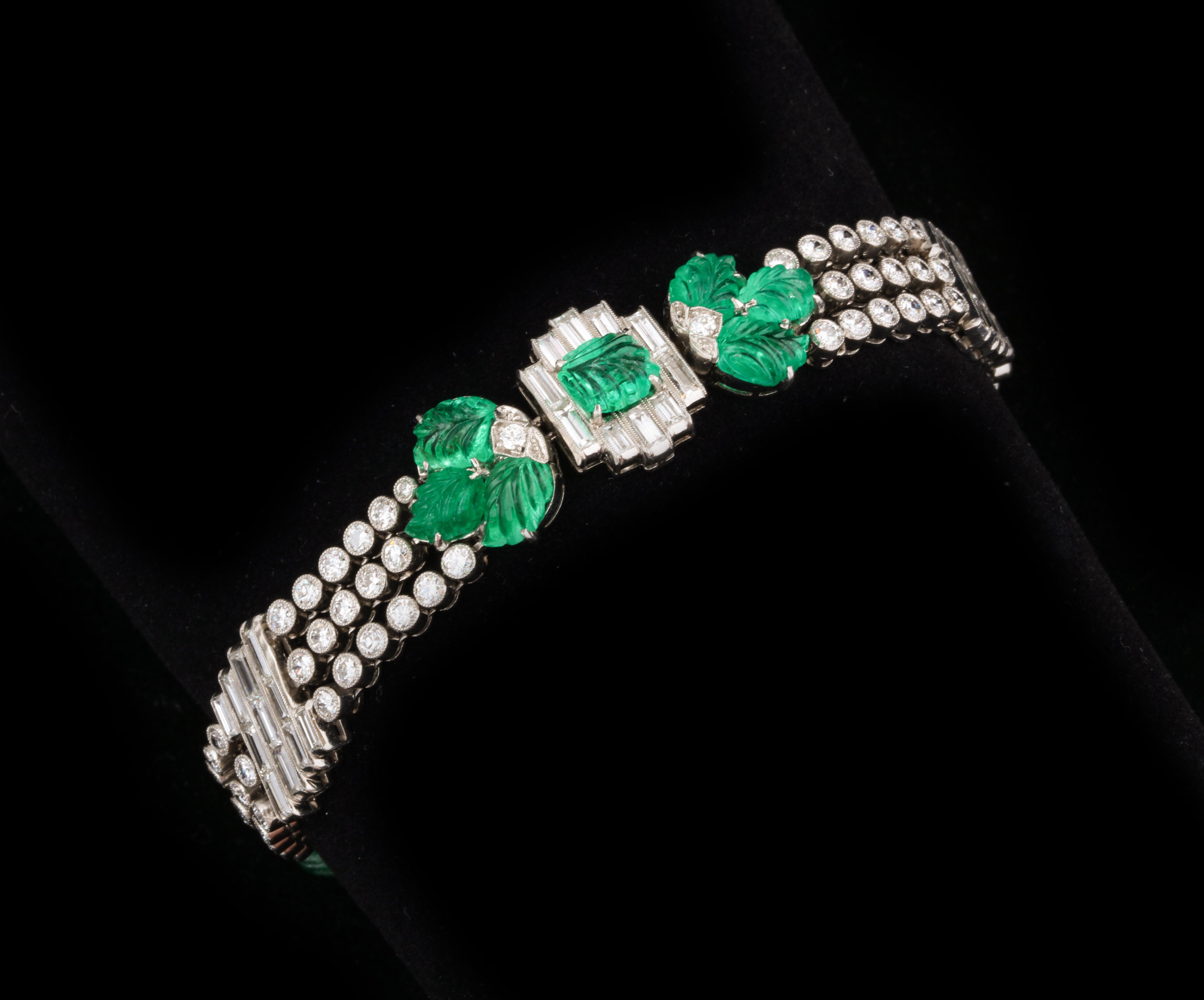 Matilda Dodge Wilson's Art Deco Carved emerald bracelet 1