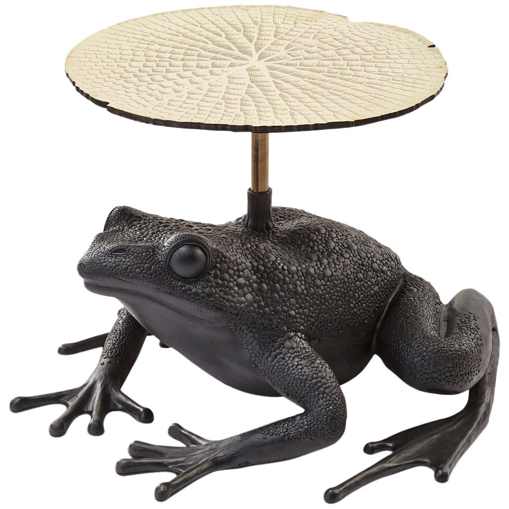 Matilda, Resin and Etched Brass Frog Side Table by Egg Designs For Sale