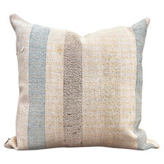 Matilde Blue Stripe Square Throw Pillow made from Vintage Linen