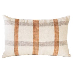 Matilde Brick Checkered Lumbar Throw Pillow made from Vintage Linen
