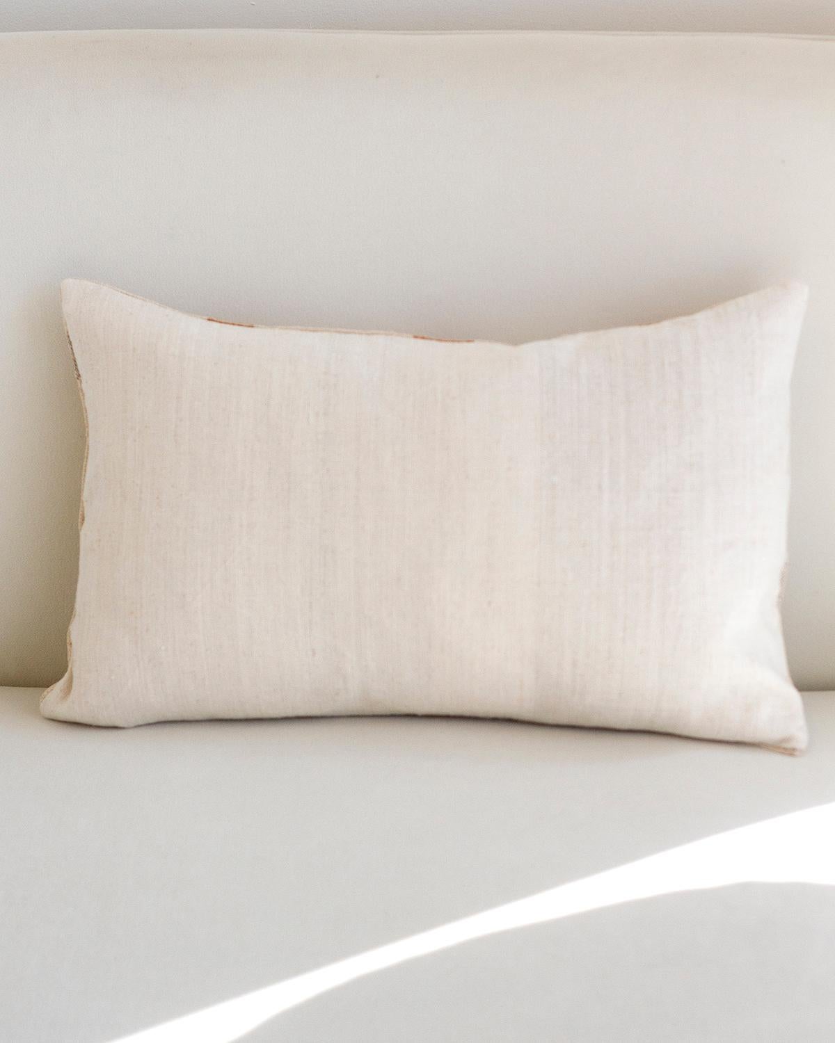 Portuguese Matilde Mustard Checkered Lumbar Throw Pillow made from Vintage Linen