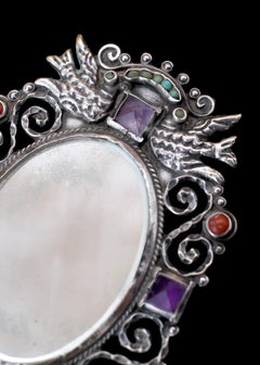 Matilde Poulat (d.1960) Gem-set Sterling Mirror