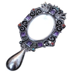 Matilde Poulat (d.1960) Gem-set Sterling Mirror