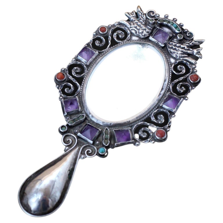 Matilde Poulat Gem-set Sterling Mirror For Sale at