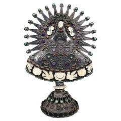 Matilde Poulat MATL Taxco Ca. 1945 .930 Silver Virgin With Stones