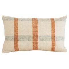 Matilde Siena and Navy Checkered Lumbar Throw Pillow made from Vintage Linen