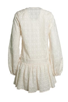 Matin, ecru embroidered dress with ruffles