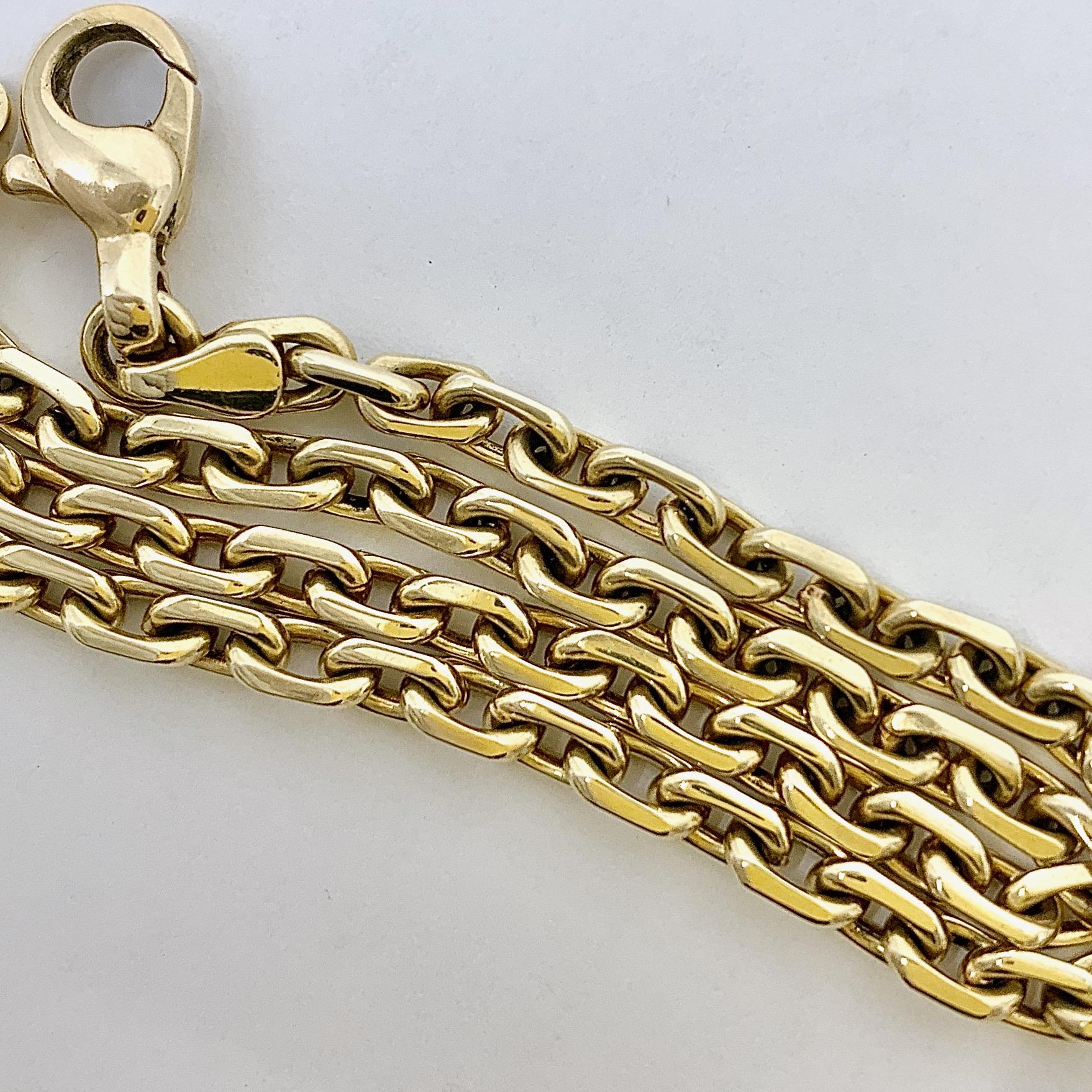 Contemporary Matinee Length Italian Cable or Rolo Chain in Polished Yellow Gold