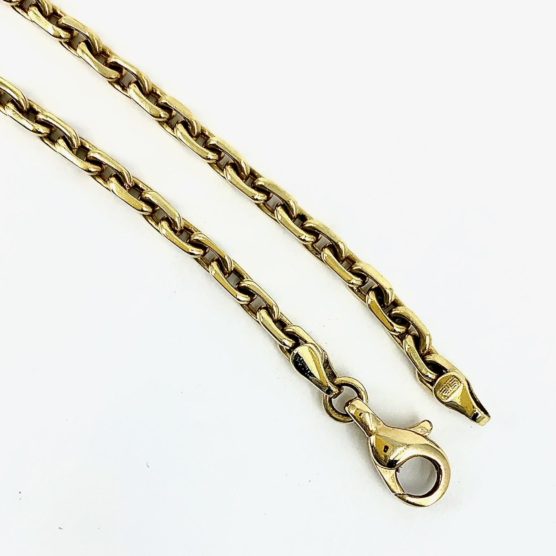 Matinee Length Italian Cable or Rolo Chain in Polished Yellow Gold In Excellent Condition In Sherman Oaks, CA