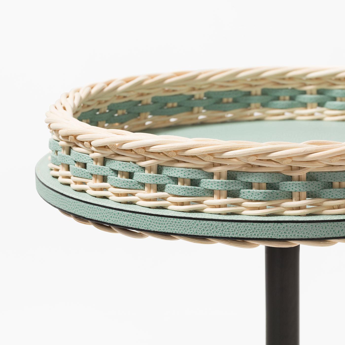 Matisse Leather & Rattan Side Table - Medium by Giobagnara In New Condition For Sale In Milan, IT