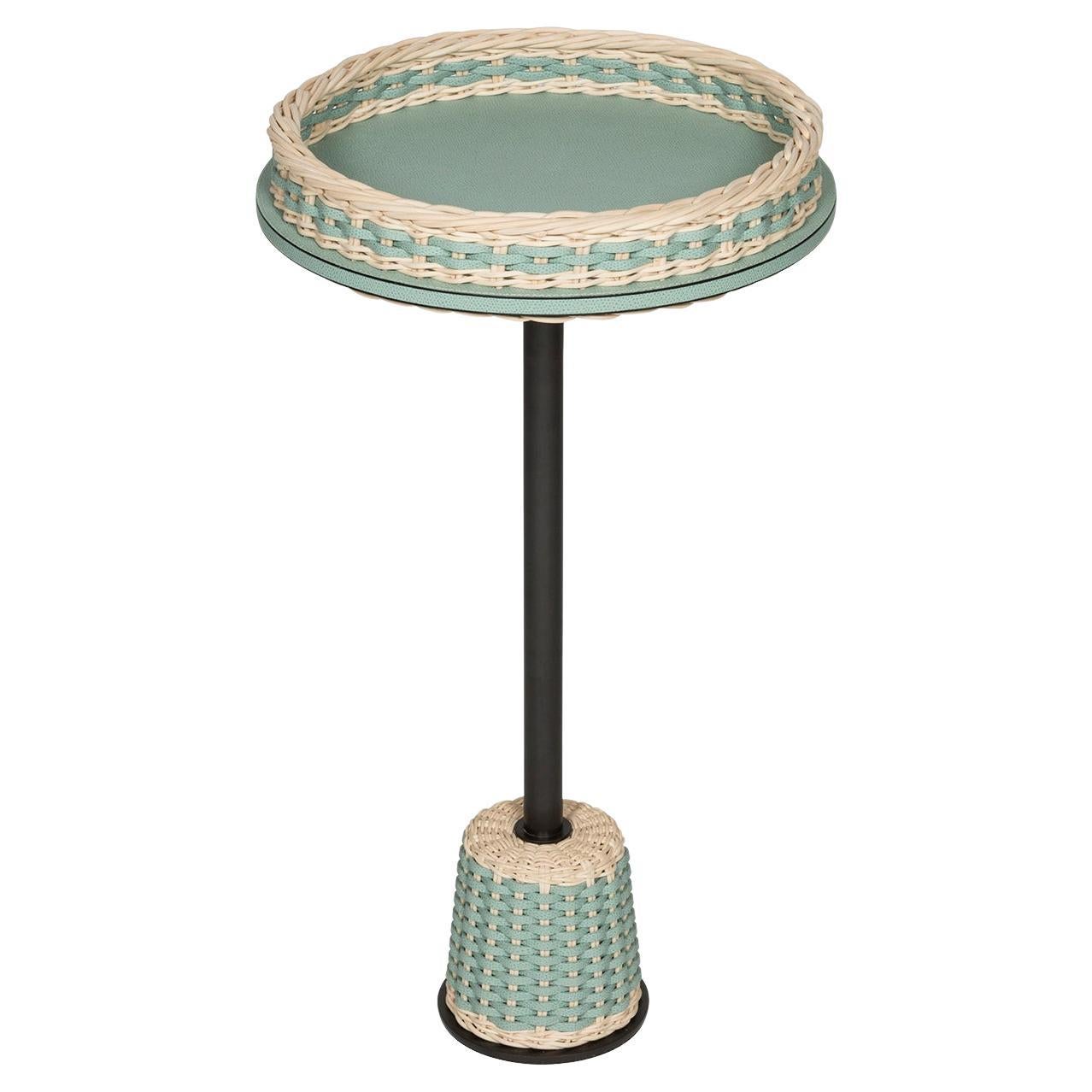Matisse Leather & Rattan Side Table - Medium by Giobagnara For Sale